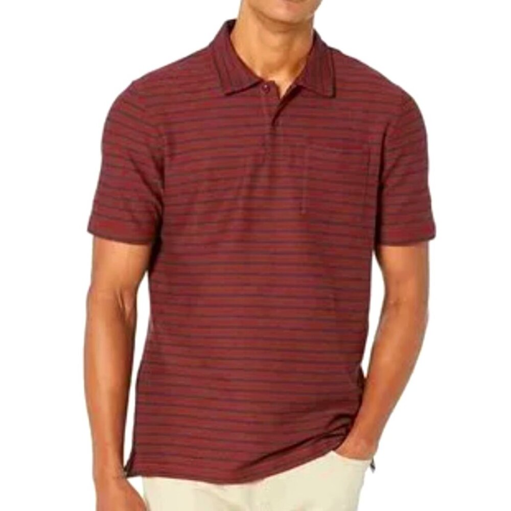Ted Baker Hillside‎ Regular Fit Striped Textured Polo Men's Small Maroon Navy